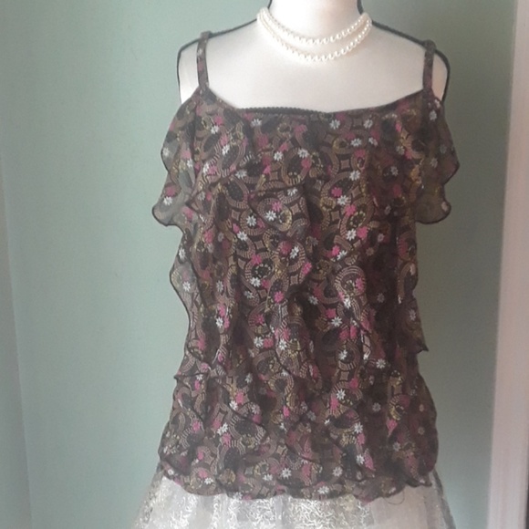 Xhilaration Tops - *5 for 25* Sheer floral tank top  - Xhilaration